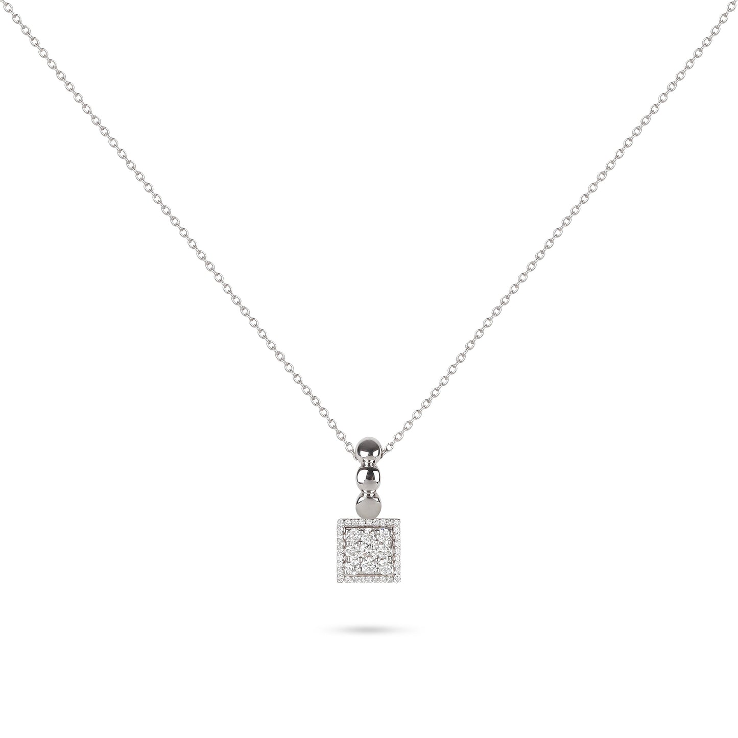 Diamond Square Pendant Necklace | Diamond Necklace | Diamond Pendant Necklace