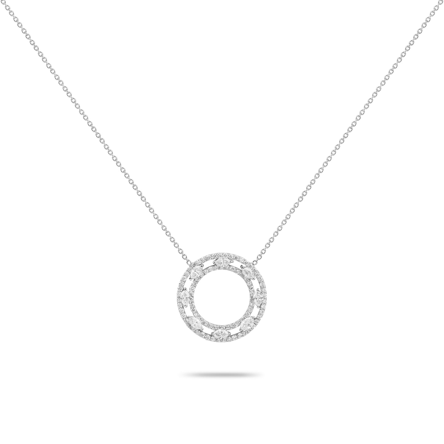 Circular Diamond Pendant Necklace