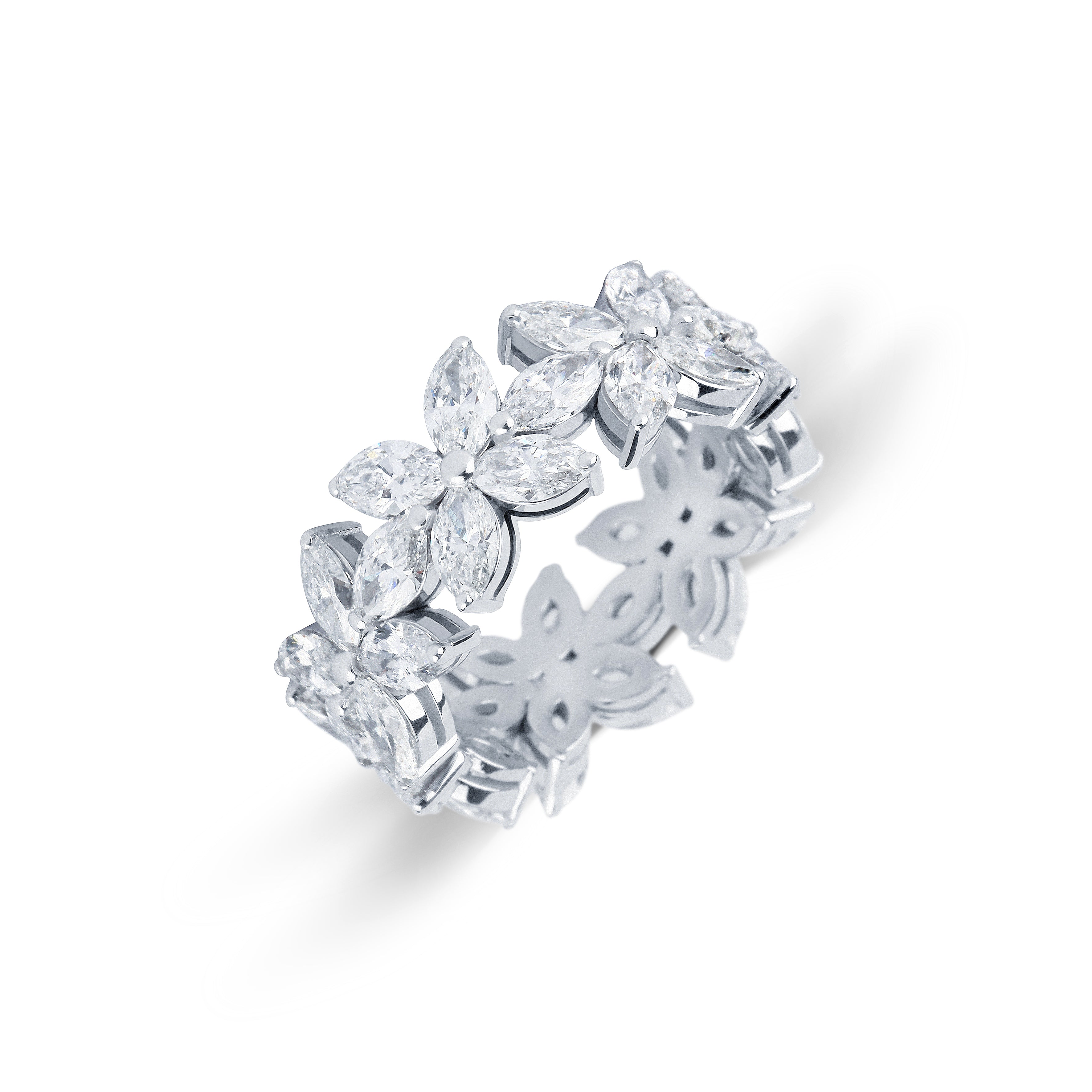 Diamonique floral eternity store band ring