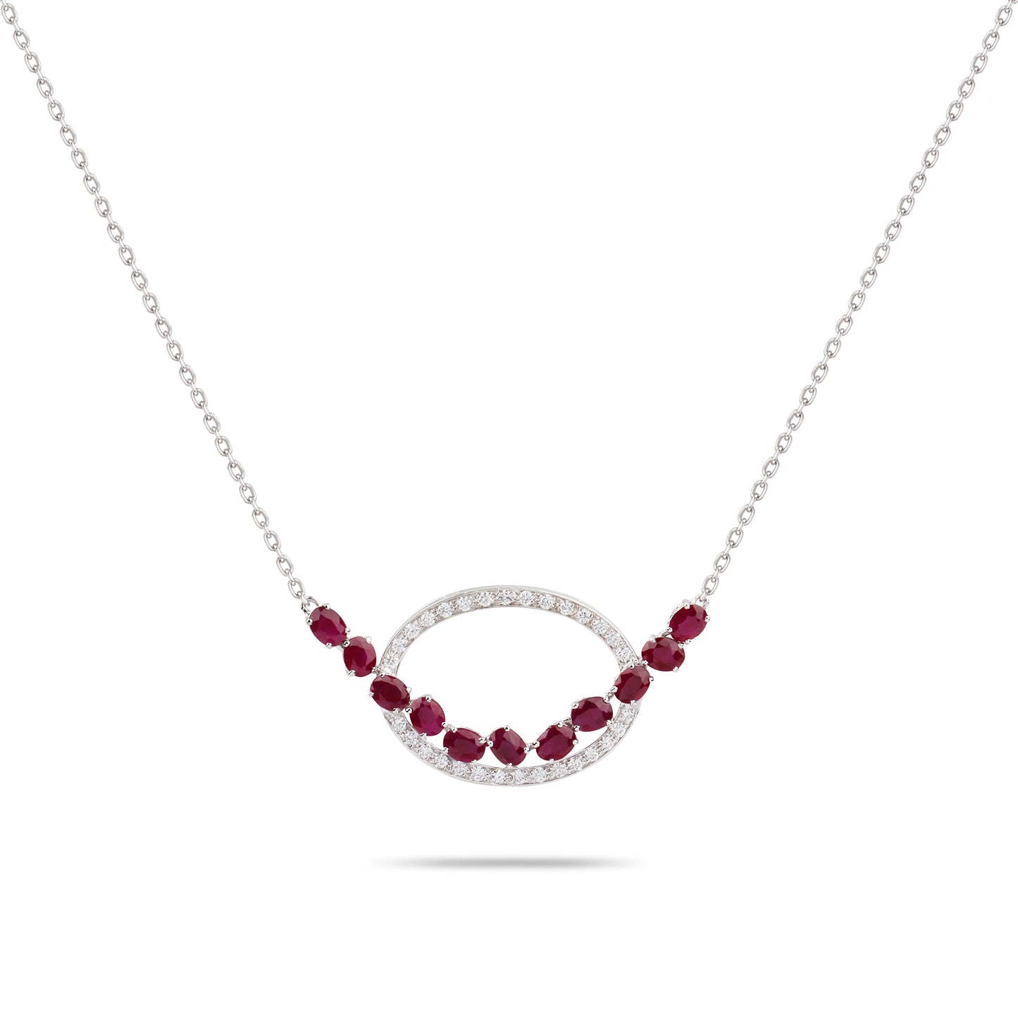 Oval Ruby & Diamond Necklace | Diamond Necklace | Jewellery Website