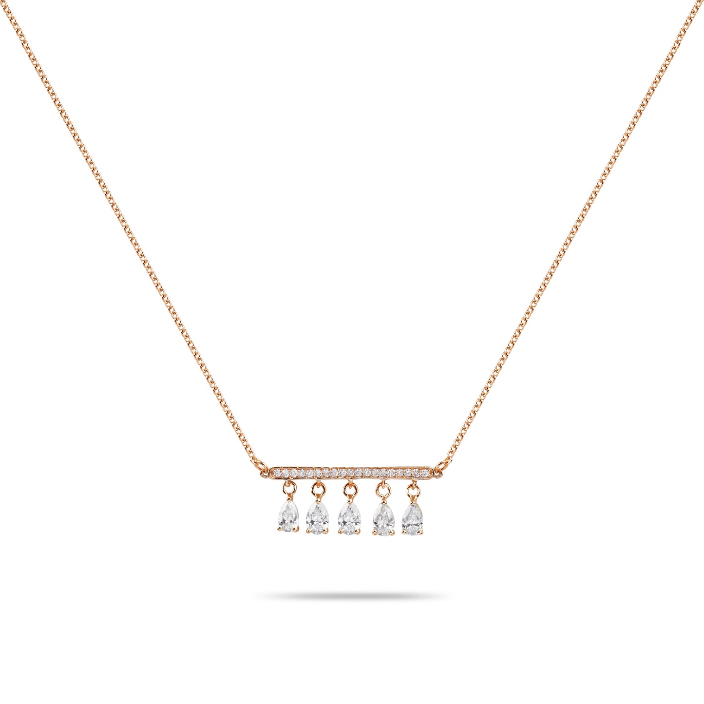 Linear Pear Diamond Drops Necklace