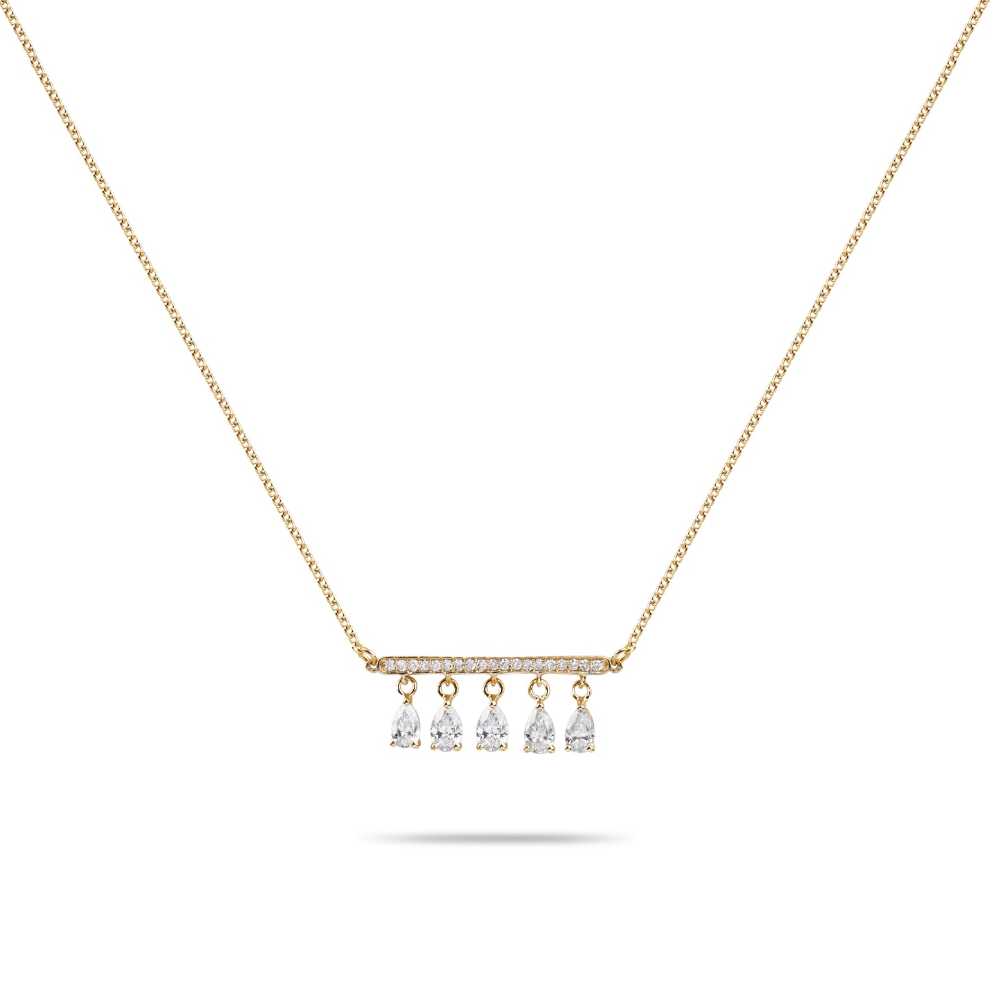 Linear Pear Diamond Drops Necklace
