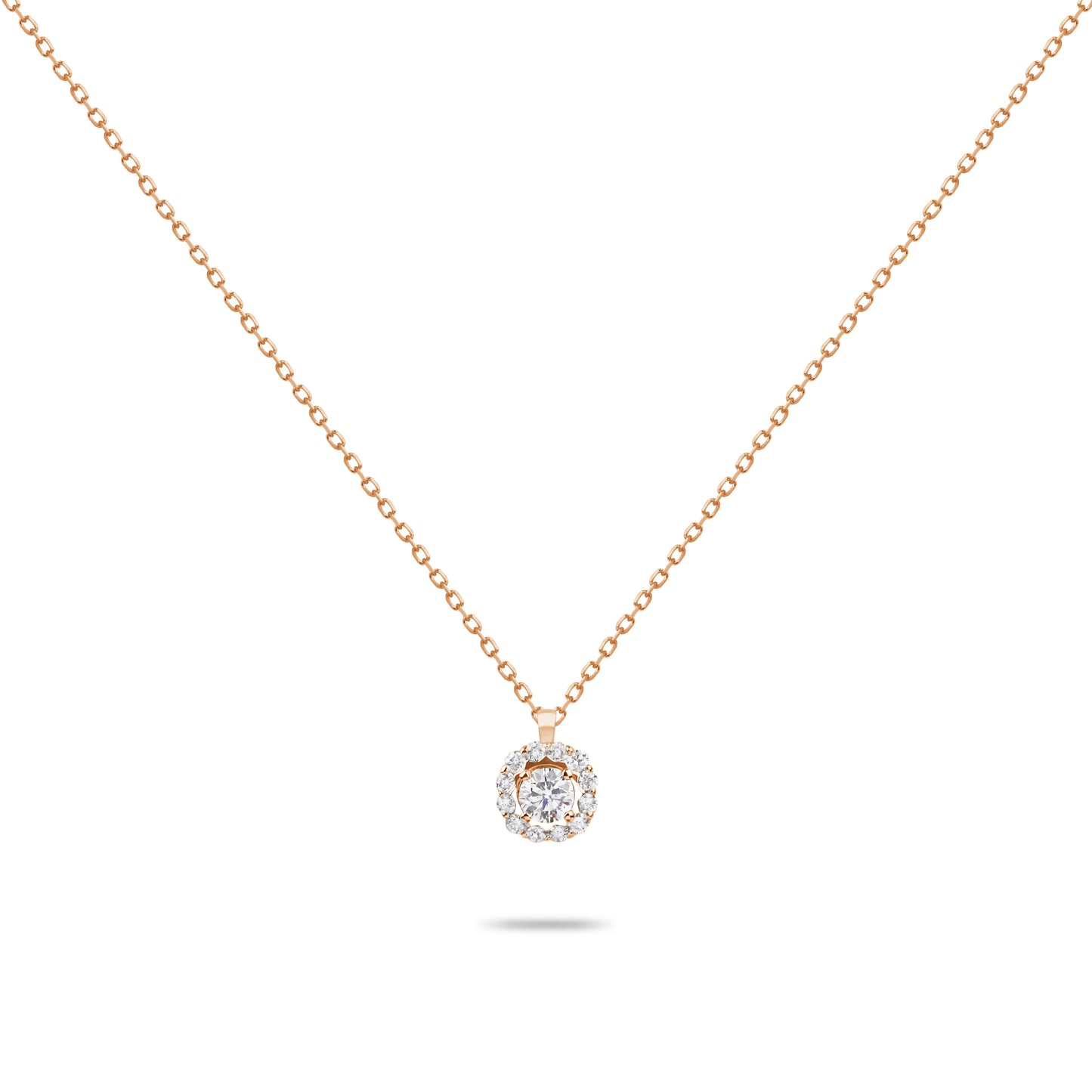 Solitaire Diamond with Frame Necklace