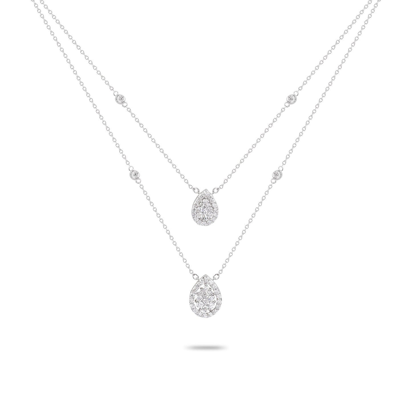 Double Layer Pear Diamond Necklace | Diamond Necklace | Diamond Store