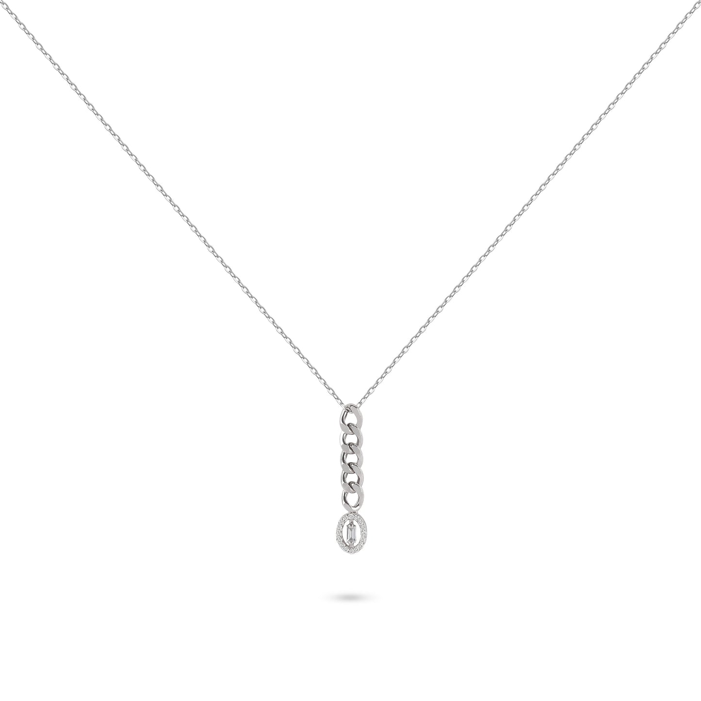 Cuban Link Diamond Round Pendant Necklace