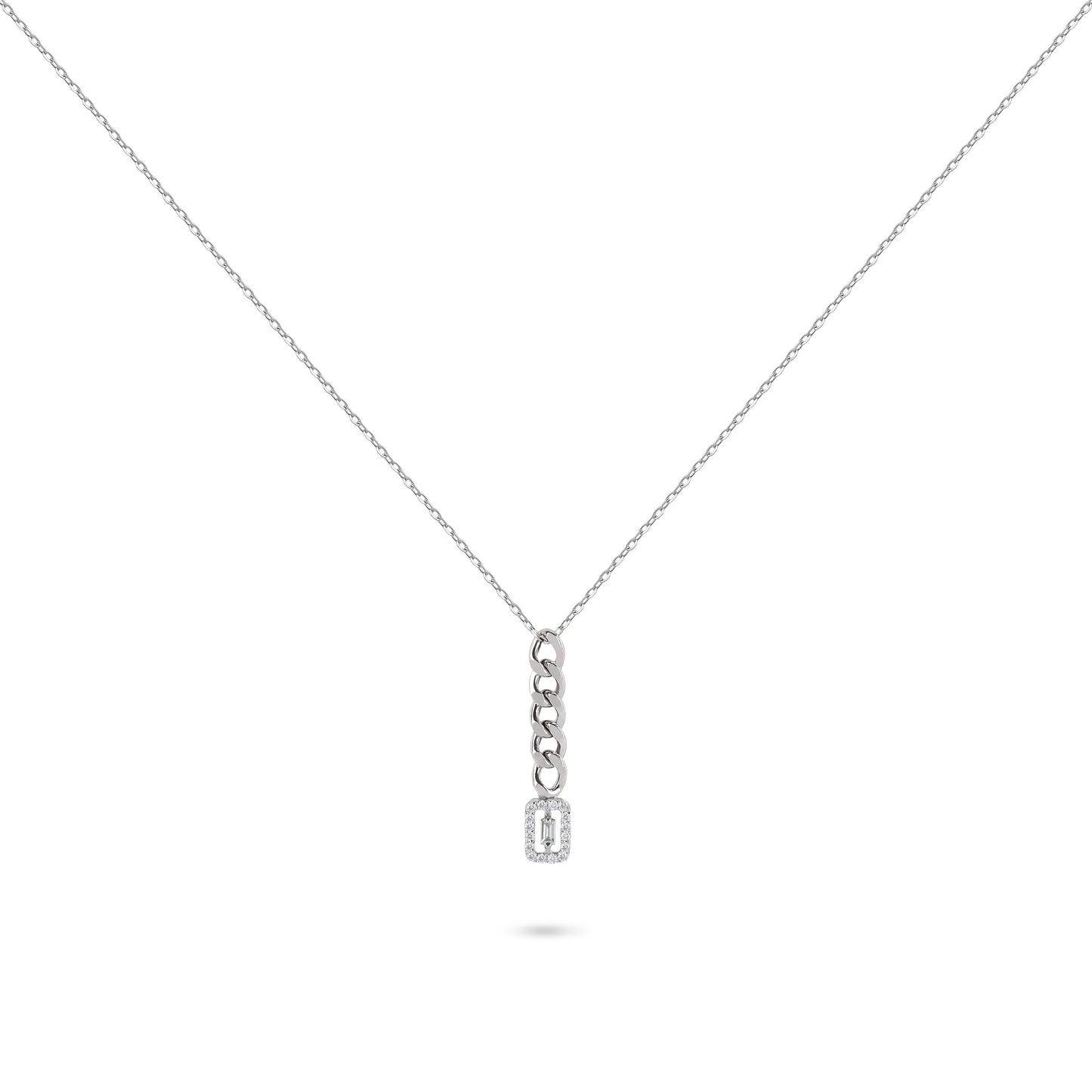 Cuban Link Diamond Emerald Pendant Necklace