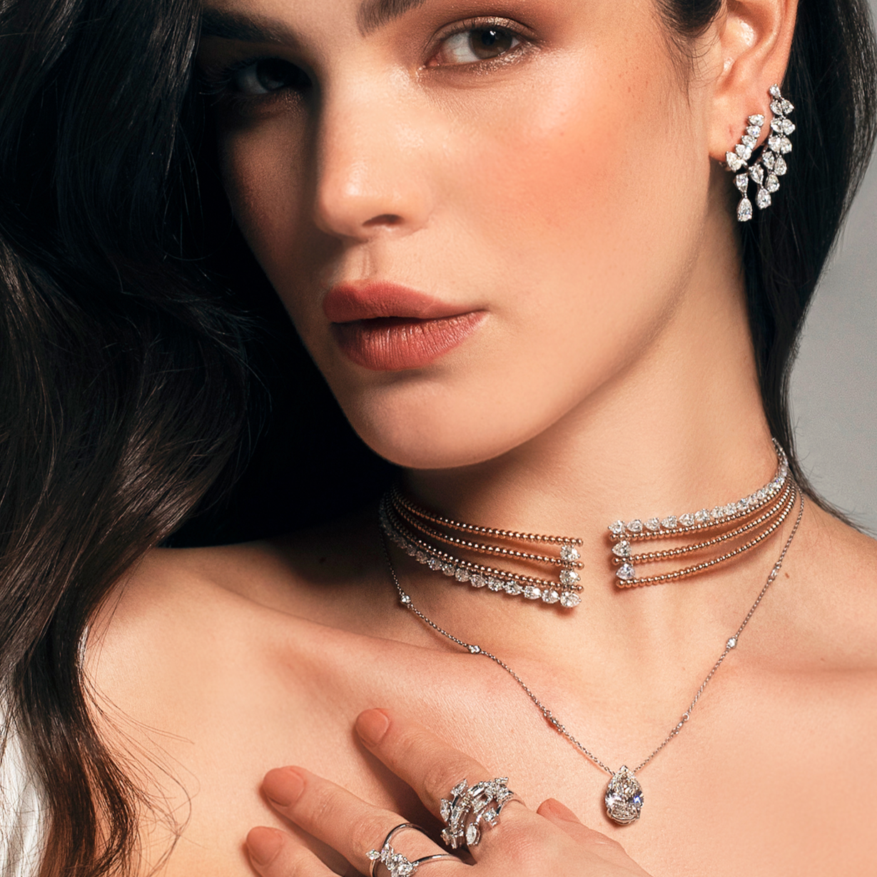 Graduated Diamond Crawler Earrings