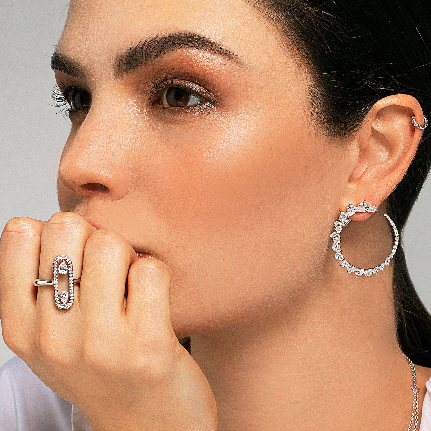 Diamond Graduated Hoop Earrings