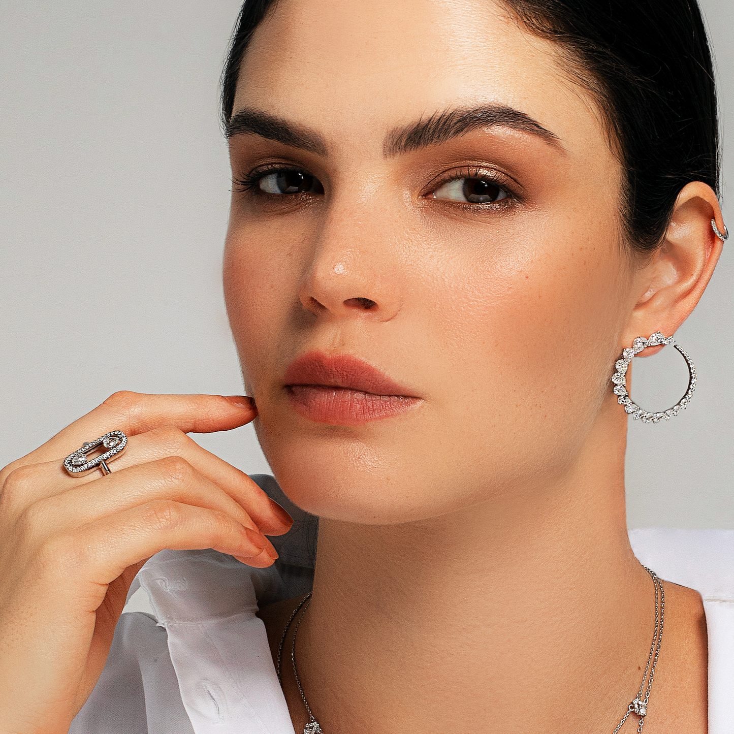 Diamond Graduated Hoop Earrings