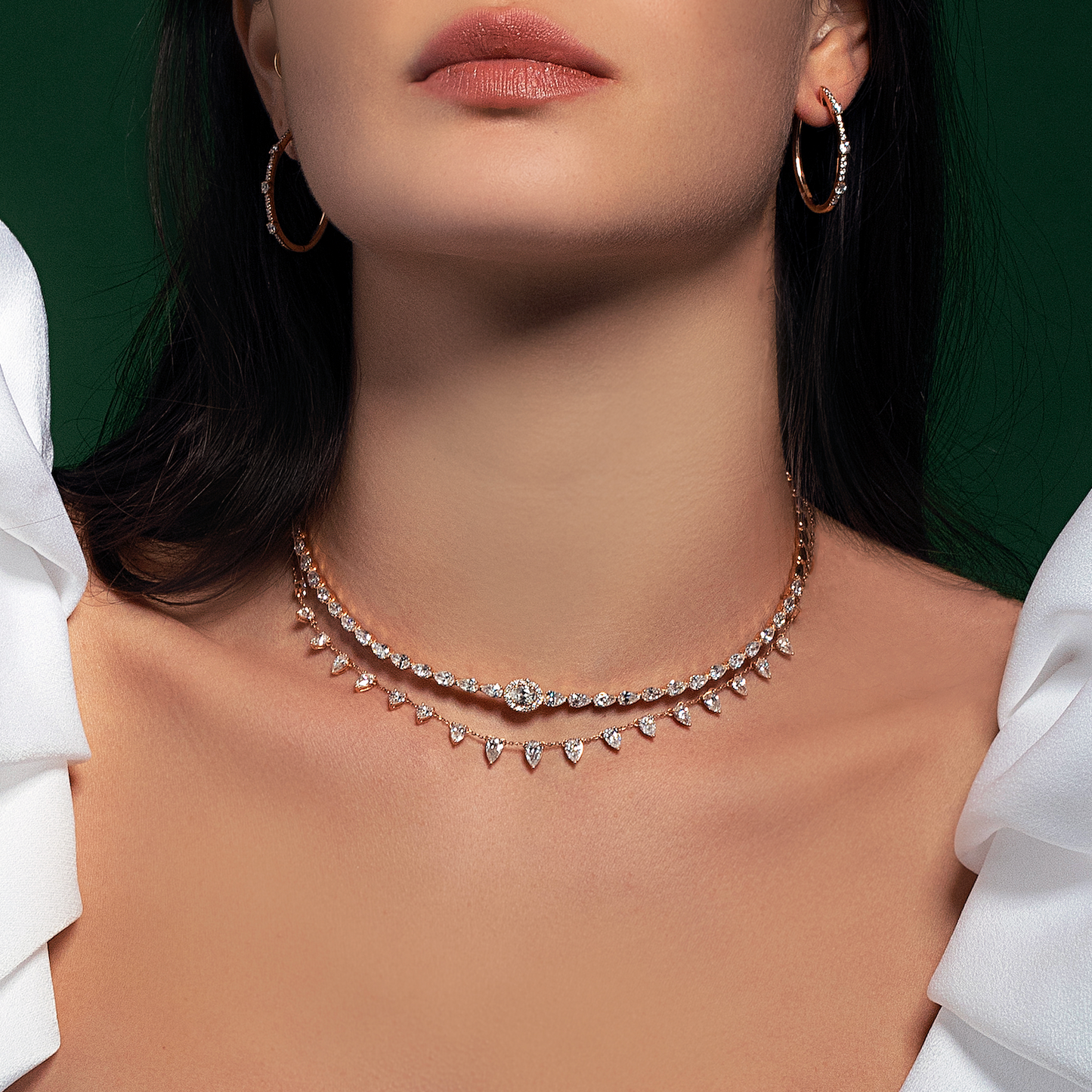 Pear Diamond Charm Necklace