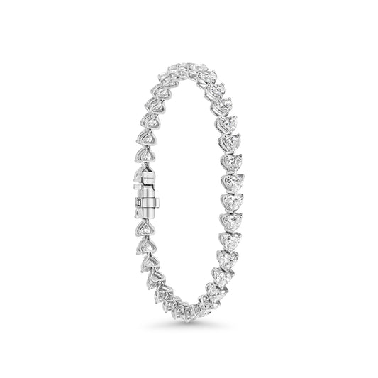North-South Heart Shape Diamonds Tennis Bracelet