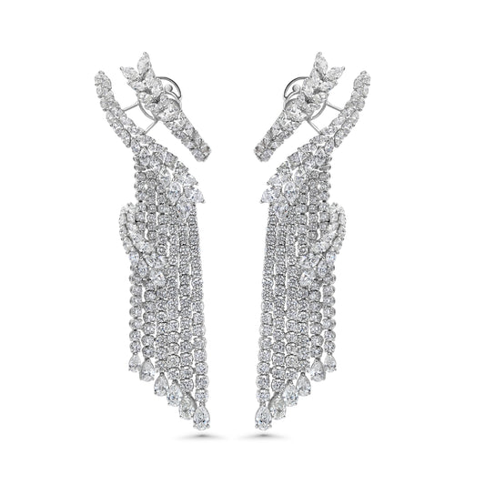 Ear Cuff Chandelier Diamond Drop Earrings