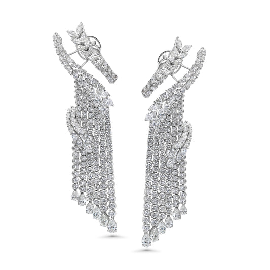 Ear Cuff Chandelier Diamond Drop Earrings