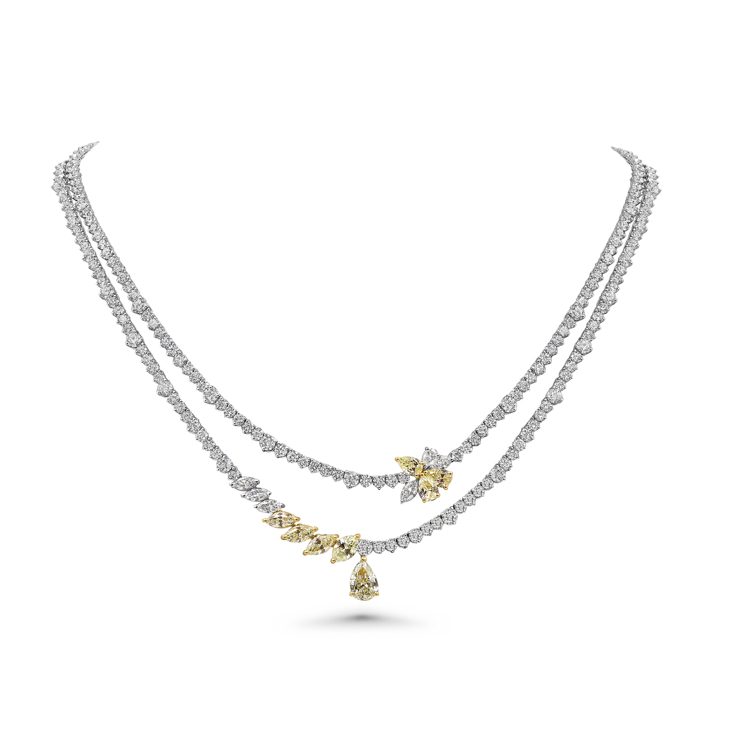 Yellow Diamond Double Row Statement Necklace