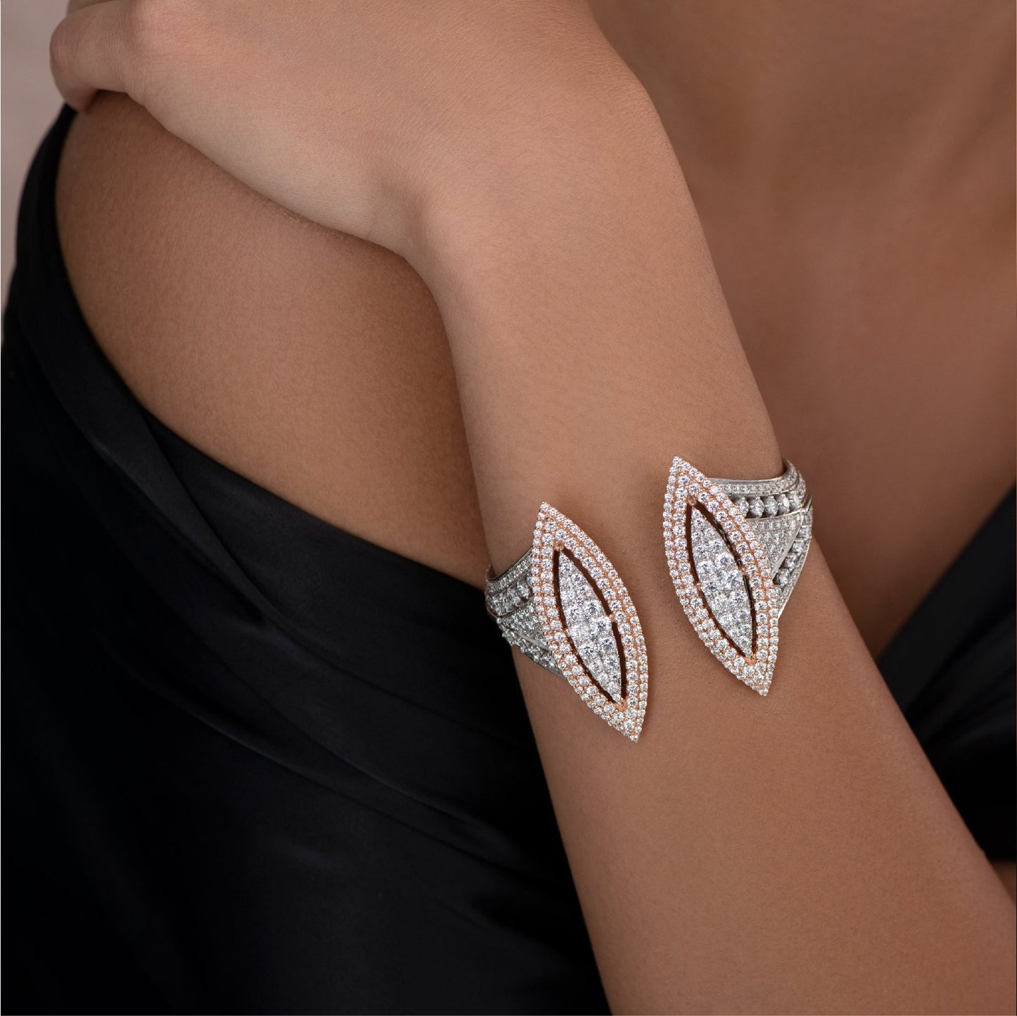 Rose Gold & White Diamonds Cuff