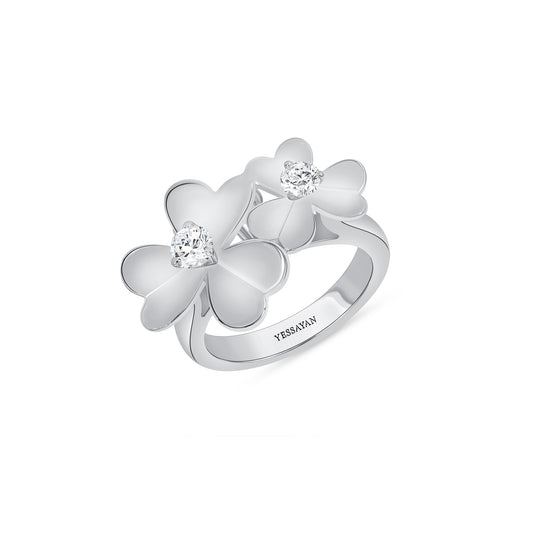 Floral Double Diamond Ring