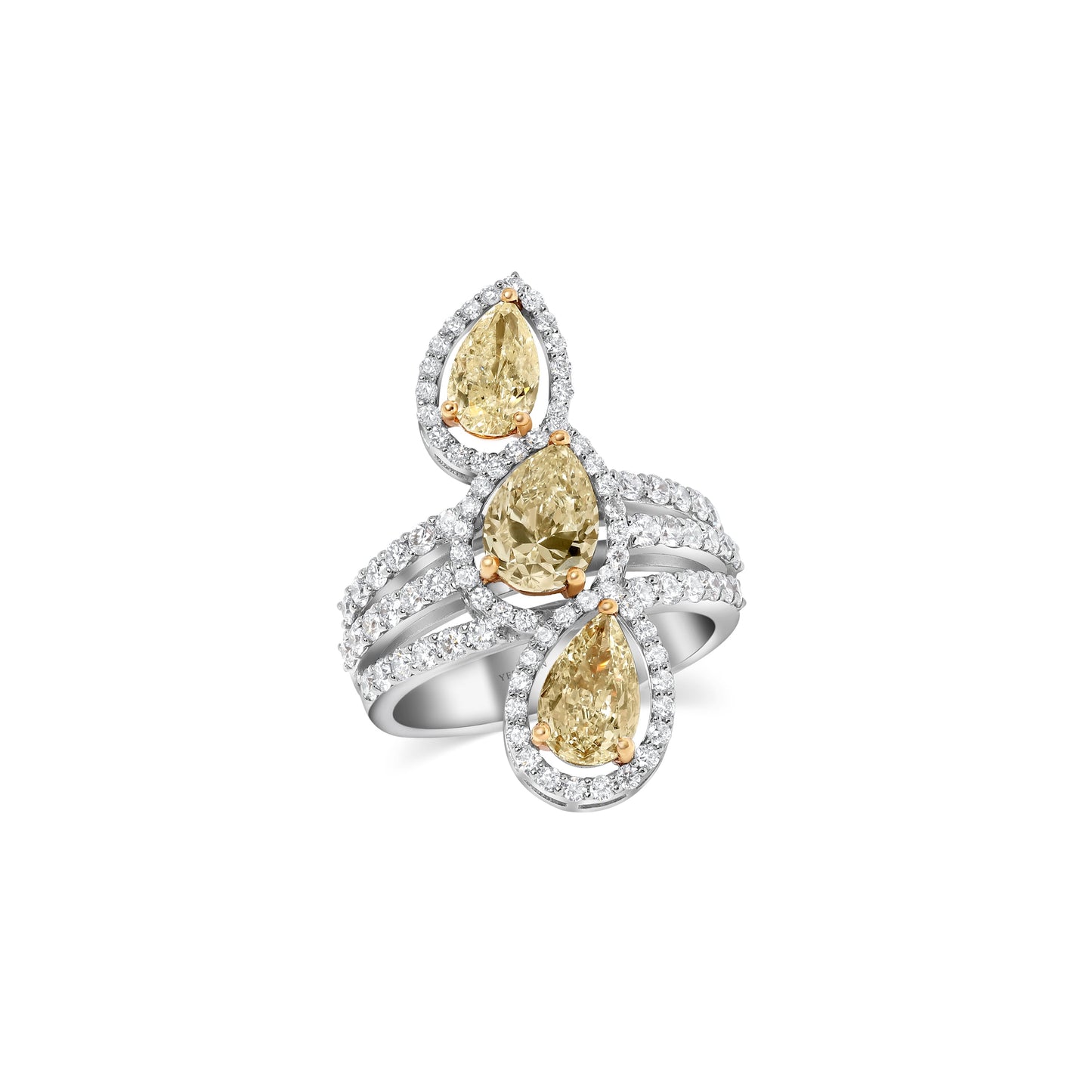 Trio Yellow Diamond & Diamond Statement Ring