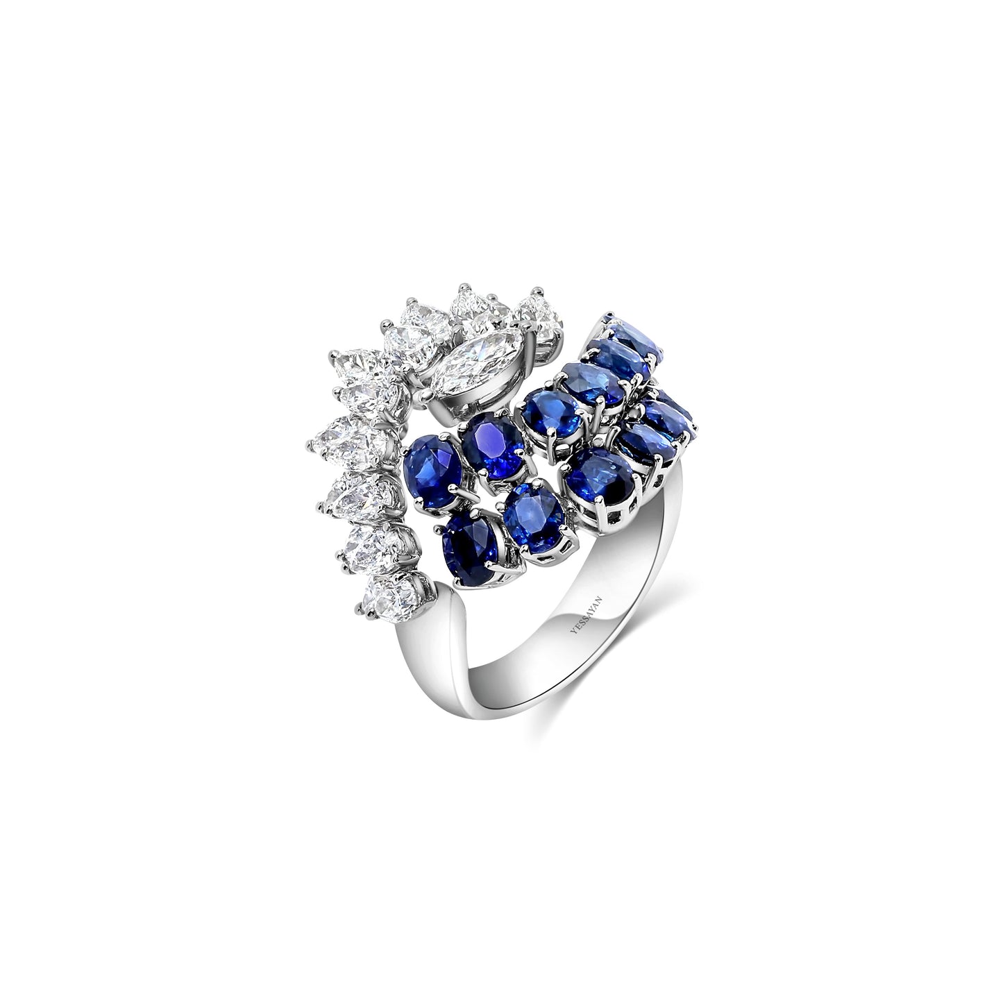 Diamond & Sapphire Intertwined Ring