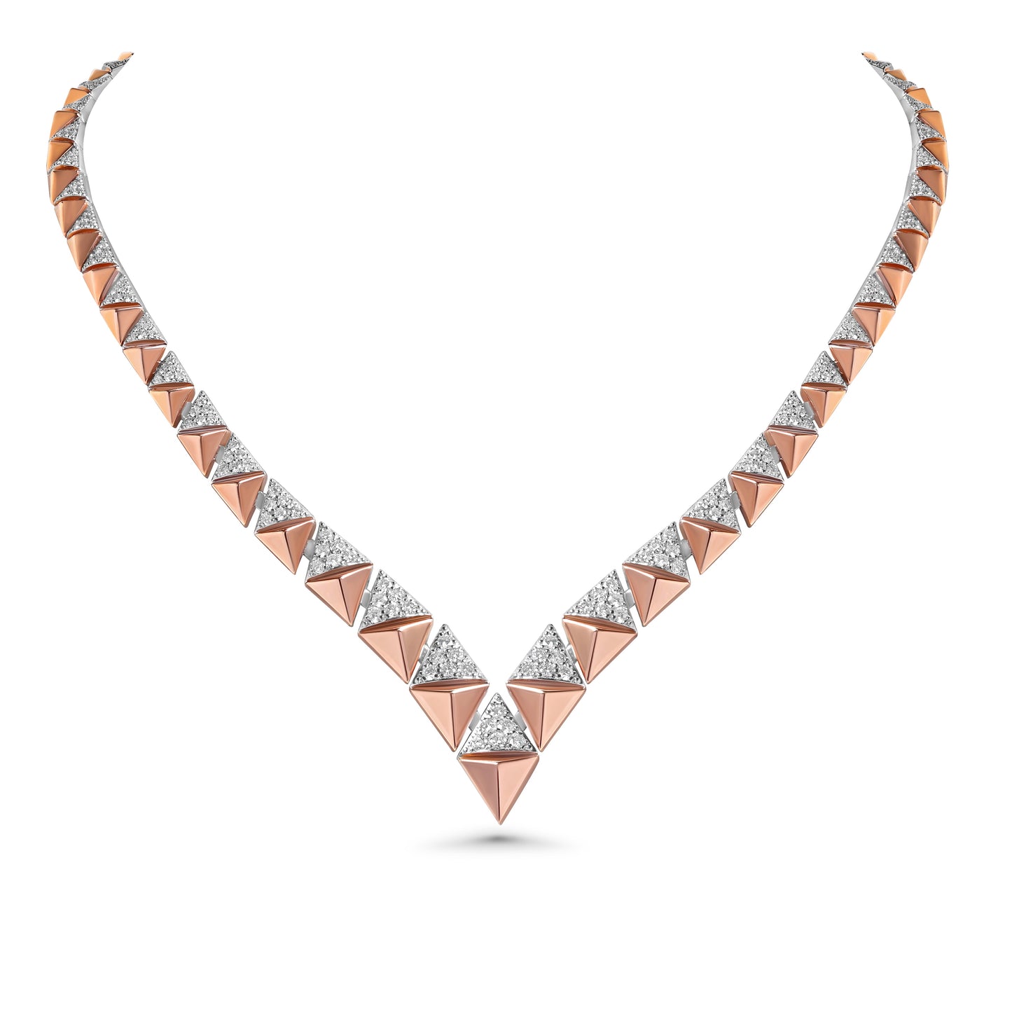 Okre Pyramid Diamond Two-Tone Link Chain Necklace