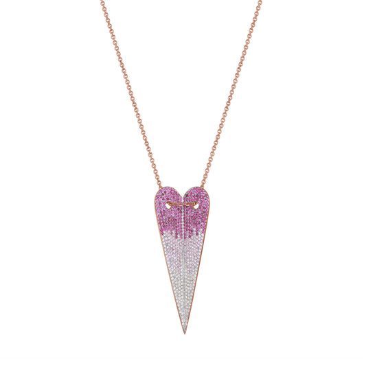 Ruby, Pink Sapphire, & Diamond Heart Pendant Necklace