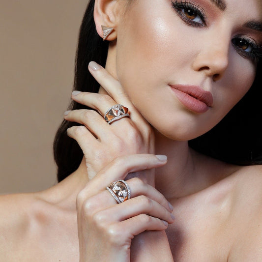 Okre by Yessayan - Pyramid Rose & White Gold Diamond Ring | Diamond Ring | Buy Jewellery