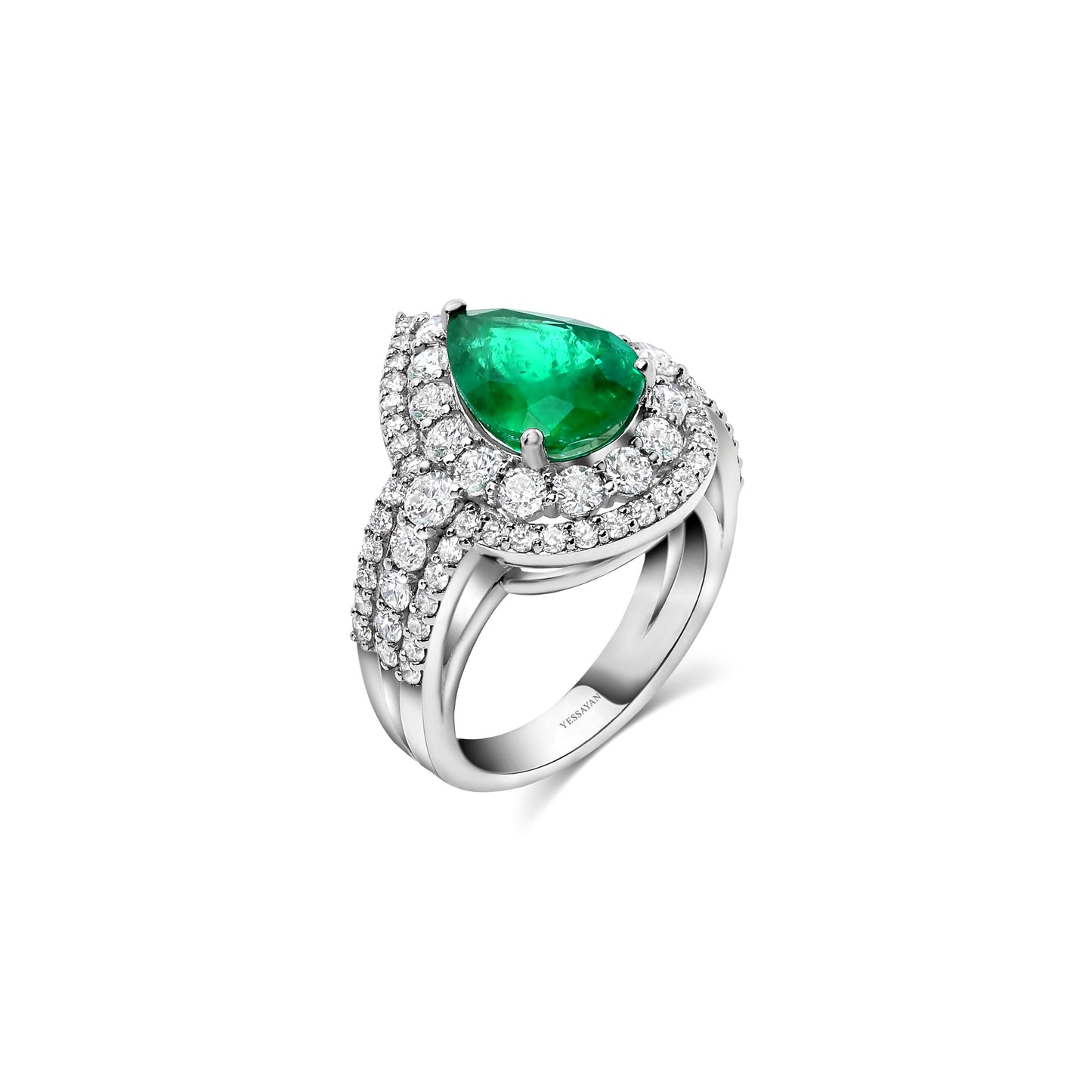 Emerald & Diamond Solitaire Ring