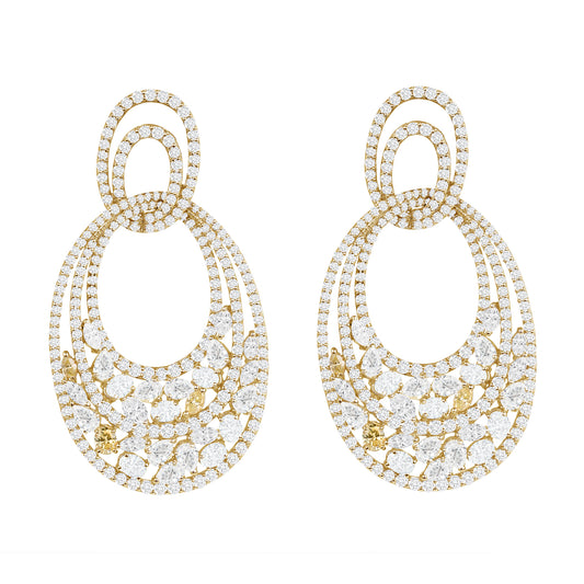 Dispersed Diamond Drop Hoop Earrings