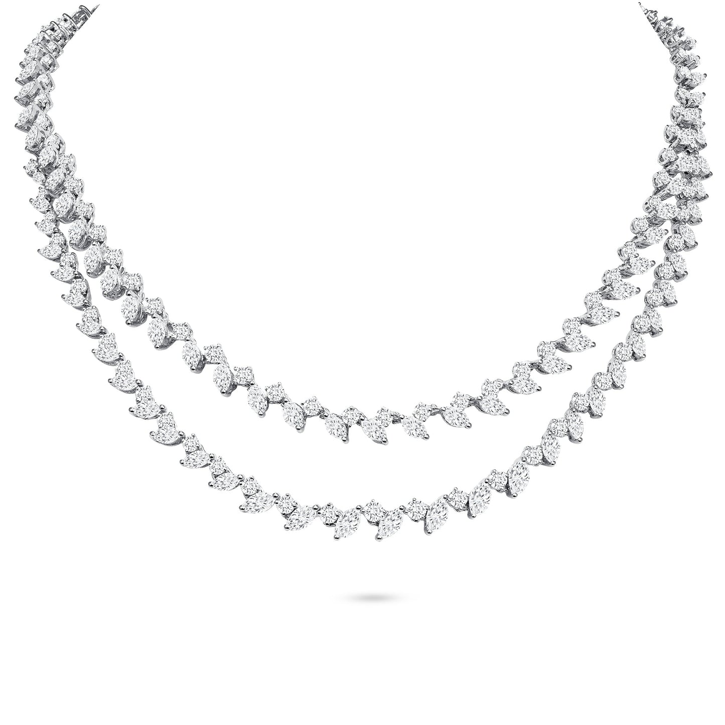 Classic Adjustable Two-Layer Diamond Statement Necklace