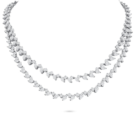 Classic Adjustable Two-Layer Diamond Statement Necklace