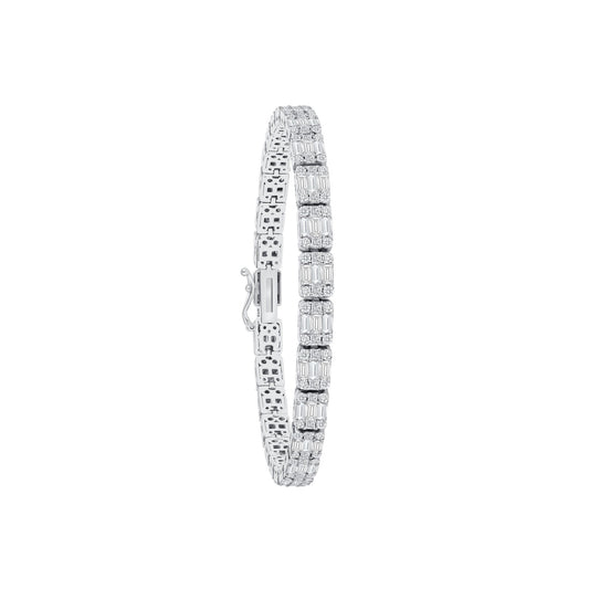 Emerald Shape Diamond Tennis Bracelet