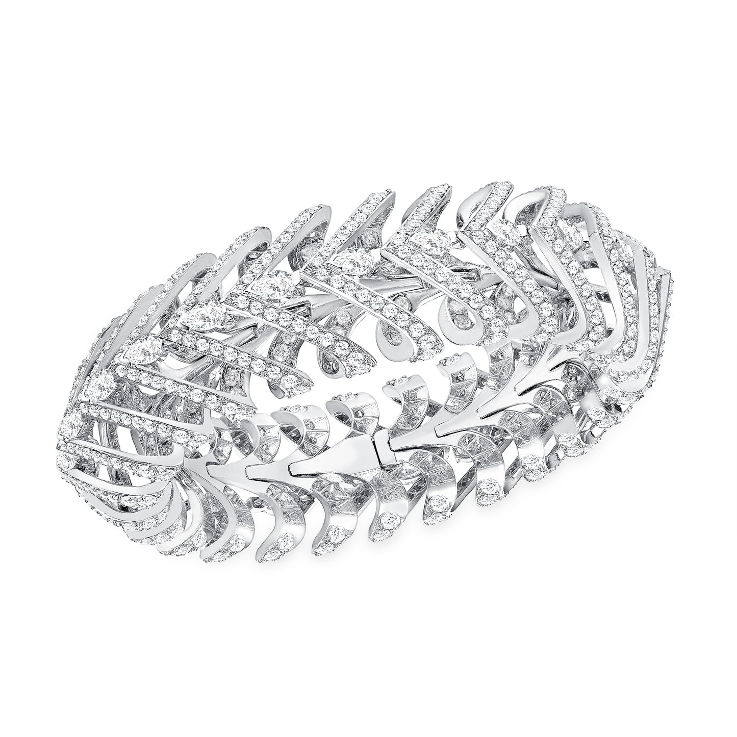 Diamond Interlaced Spiral Bangle Bracelet