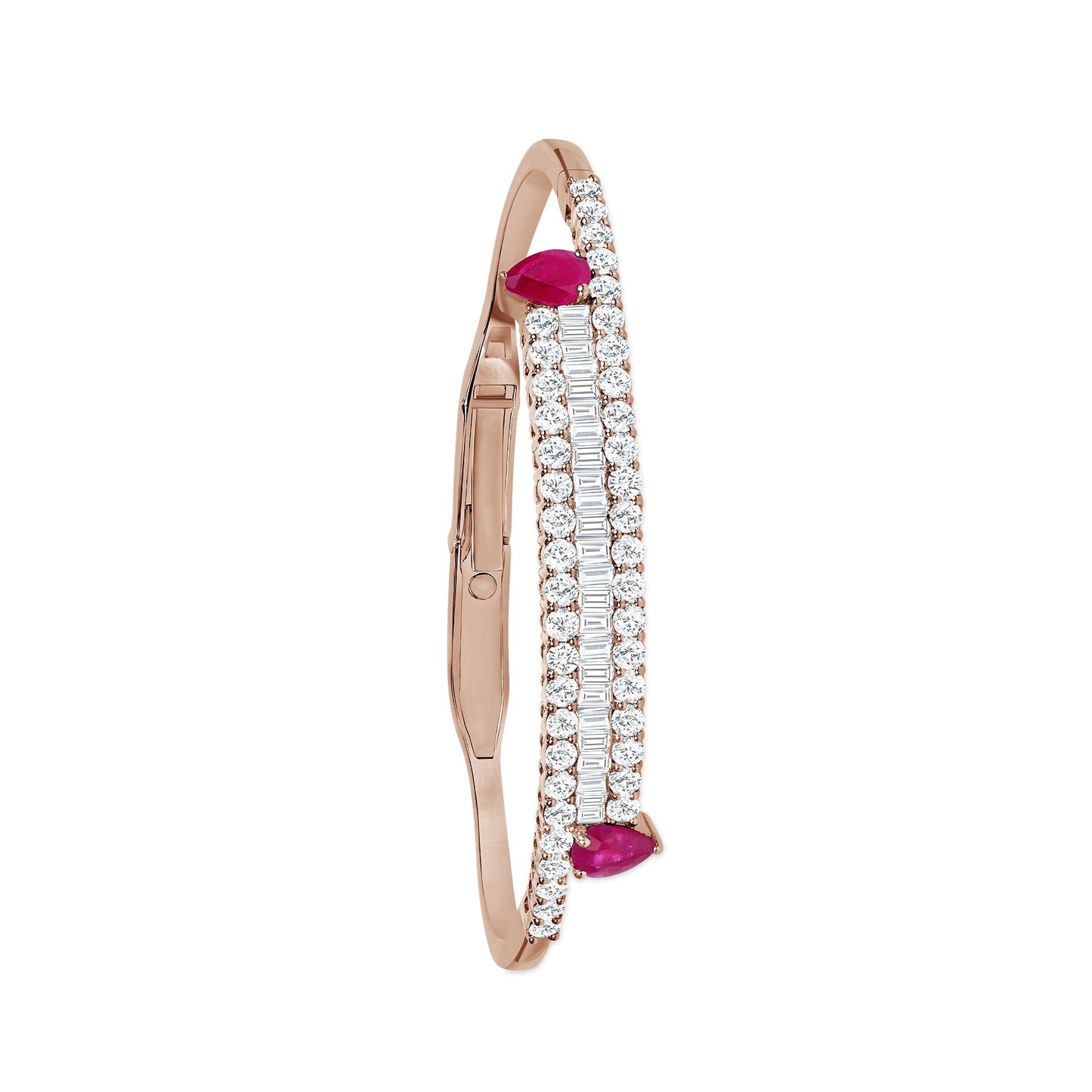 Diamond & Ruby Linear Bangle Bracelet