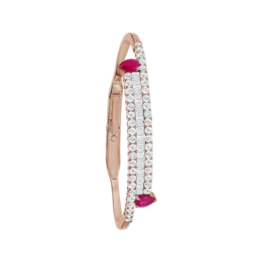 Diamond & Ruby Linear Bangle Bracelet