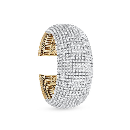 Two-Tone Wide Diamond Cuff Bracelet