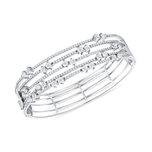 Dispersed Diamond Linear Bangle Bracelet