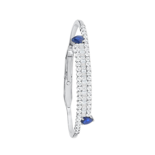 Diamond & Sapphire Linear Bangle Bracelet