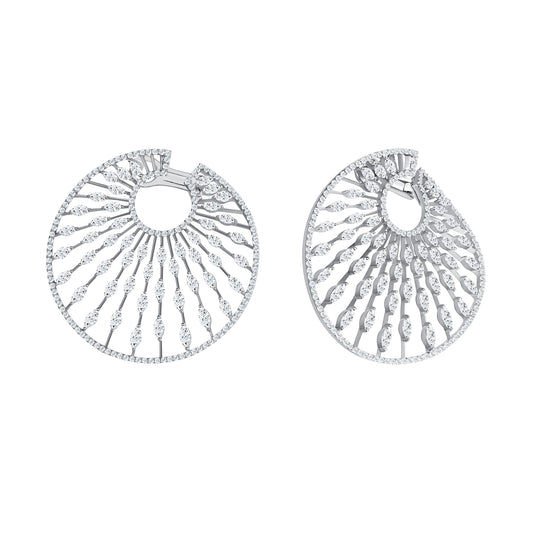 Dispersed Pear Diamonds Hoop Shaped Earrings