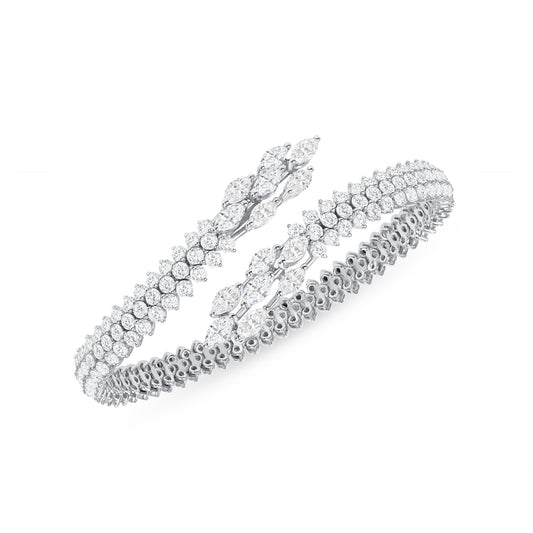 Diamond Overlaying Open Cuff Bracelet