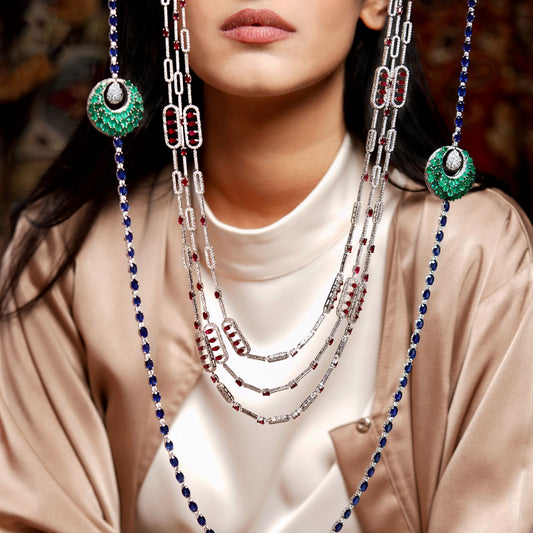 Long Stacked Diamond Necklaces