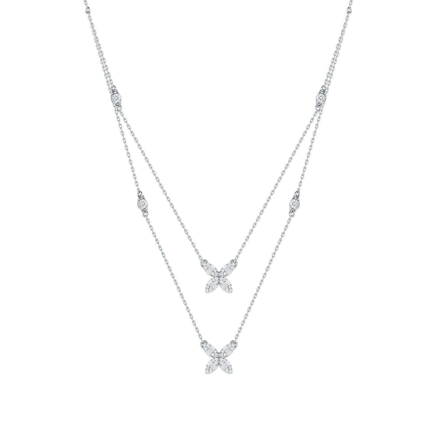 Clover Layer Diamond Necklace