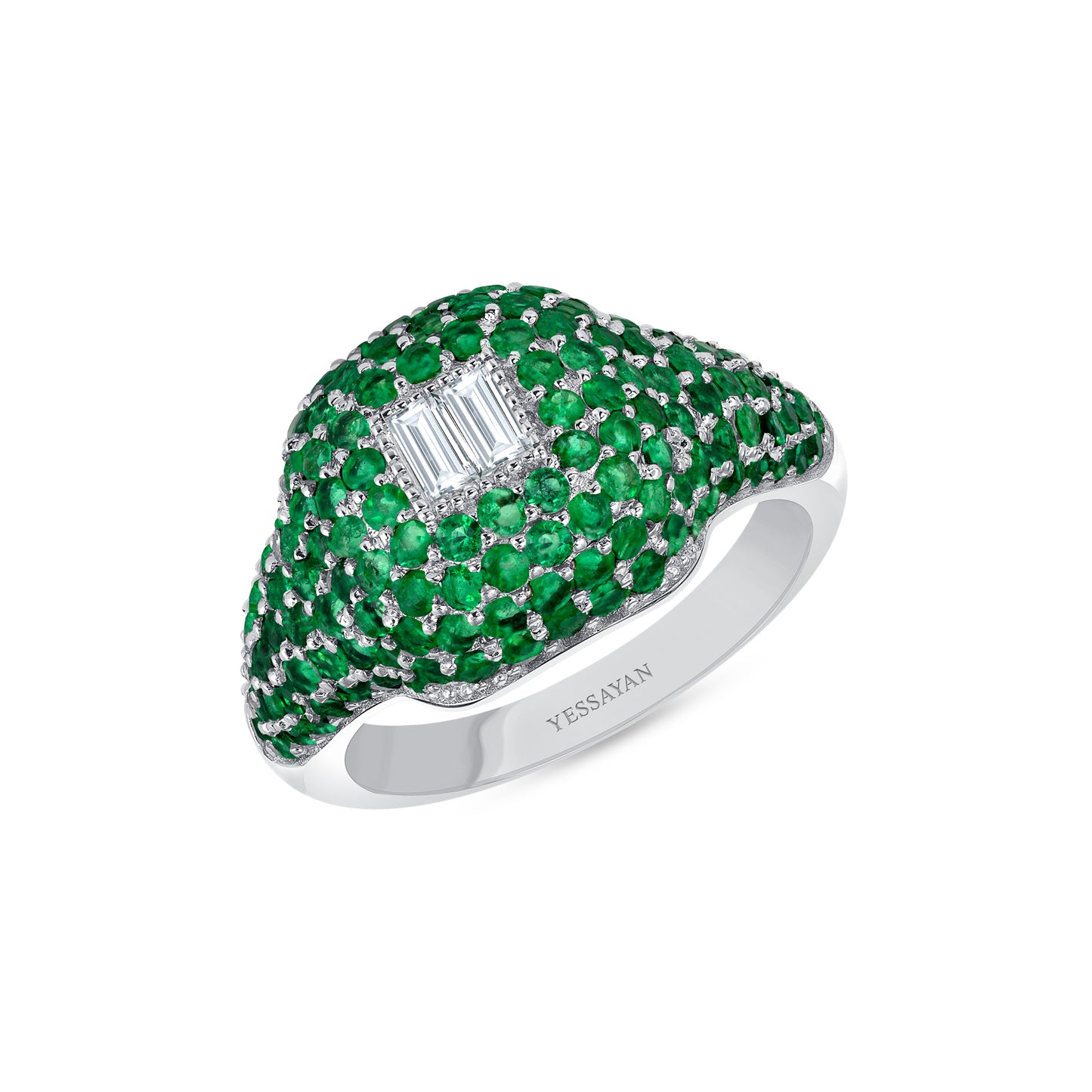 Emerald & Diamond Signet Ring