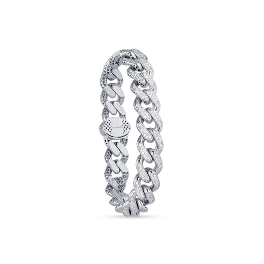White Gold & Diamond Cuban Link Bracelet | best jewellery stores | diamond bracelet