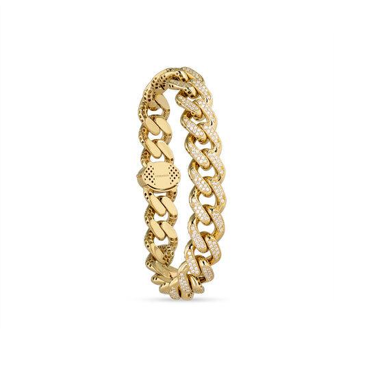 Yellow Gold & Diamond Cuban Link Bracelet | diamond jewelers | diamond bracelet