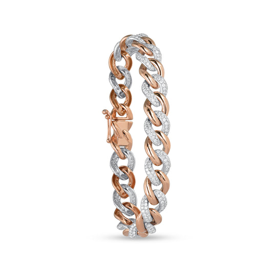 Diamond Two-Tone 1 to 1 Cuban Link Bracelet | store jewellery | diamond bracelet