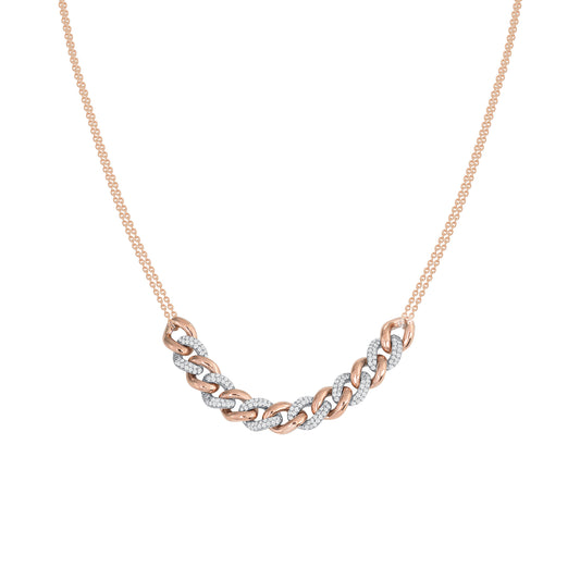 Two-Tone Cuban Diamond Link Pendant Necklace