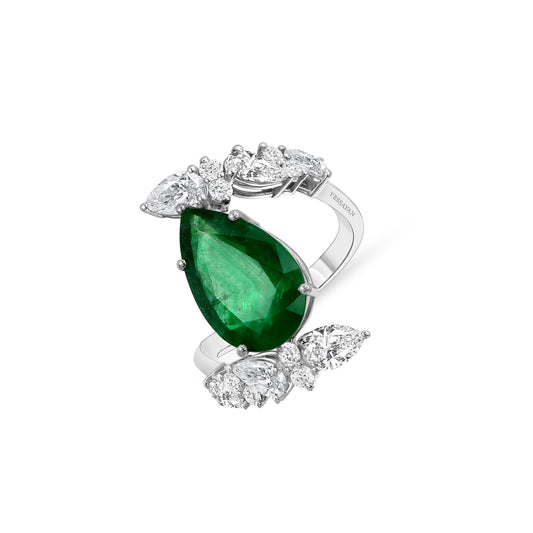 Emerald Split Diamond Ring