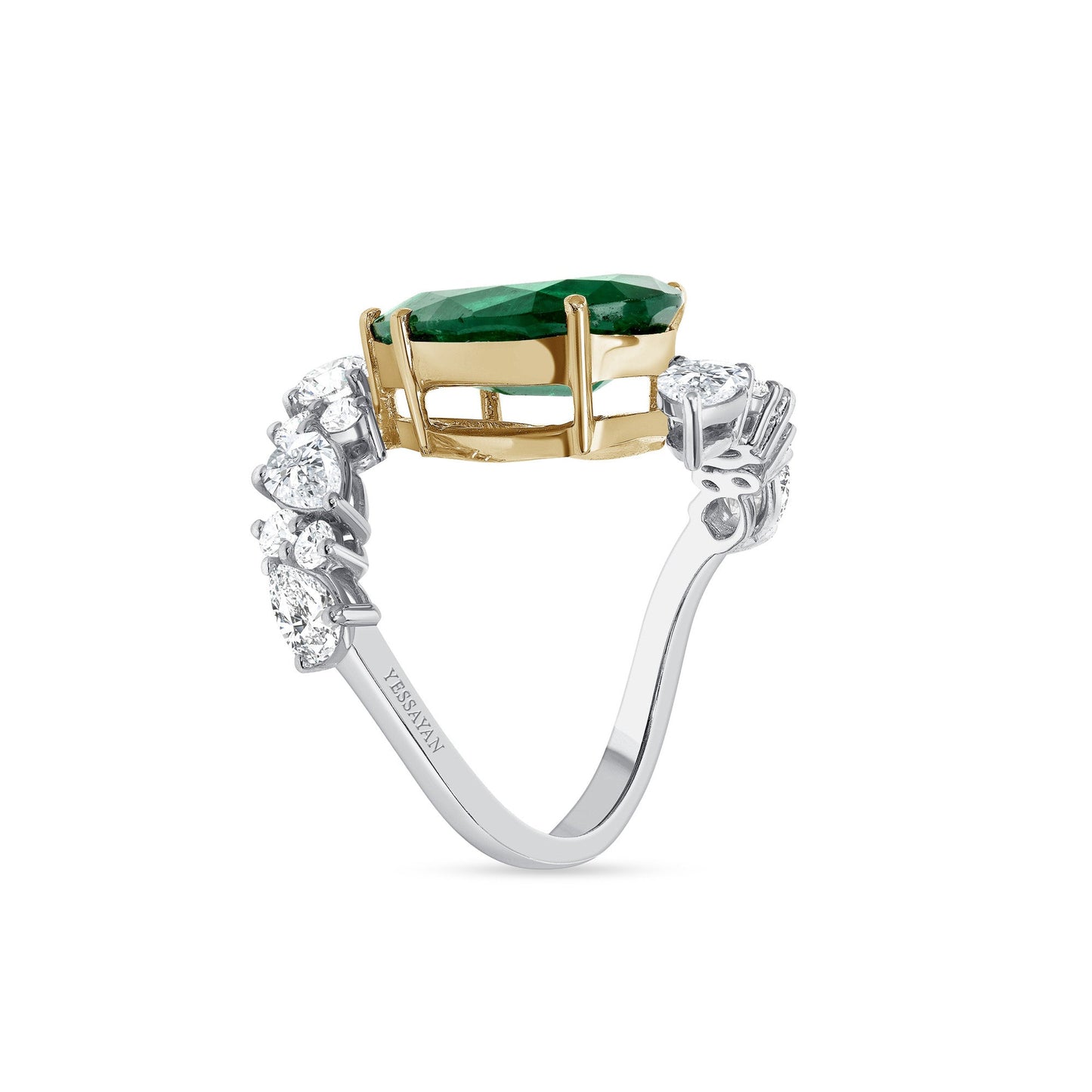Emerald Split Diamond Ring