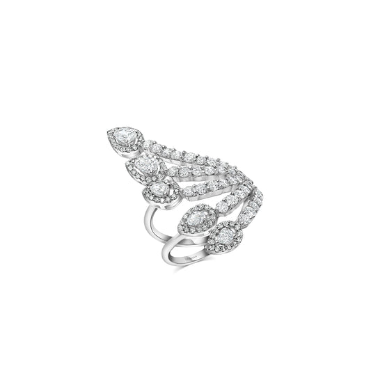 Multilayer Diamond Cocktail Ring