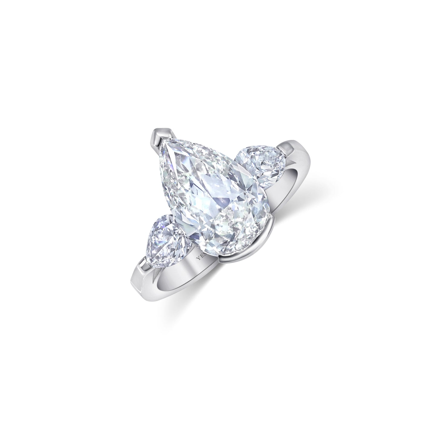 Almasaty 3.33 Carats Certified Pear Cut Solitaire Diamond Ring