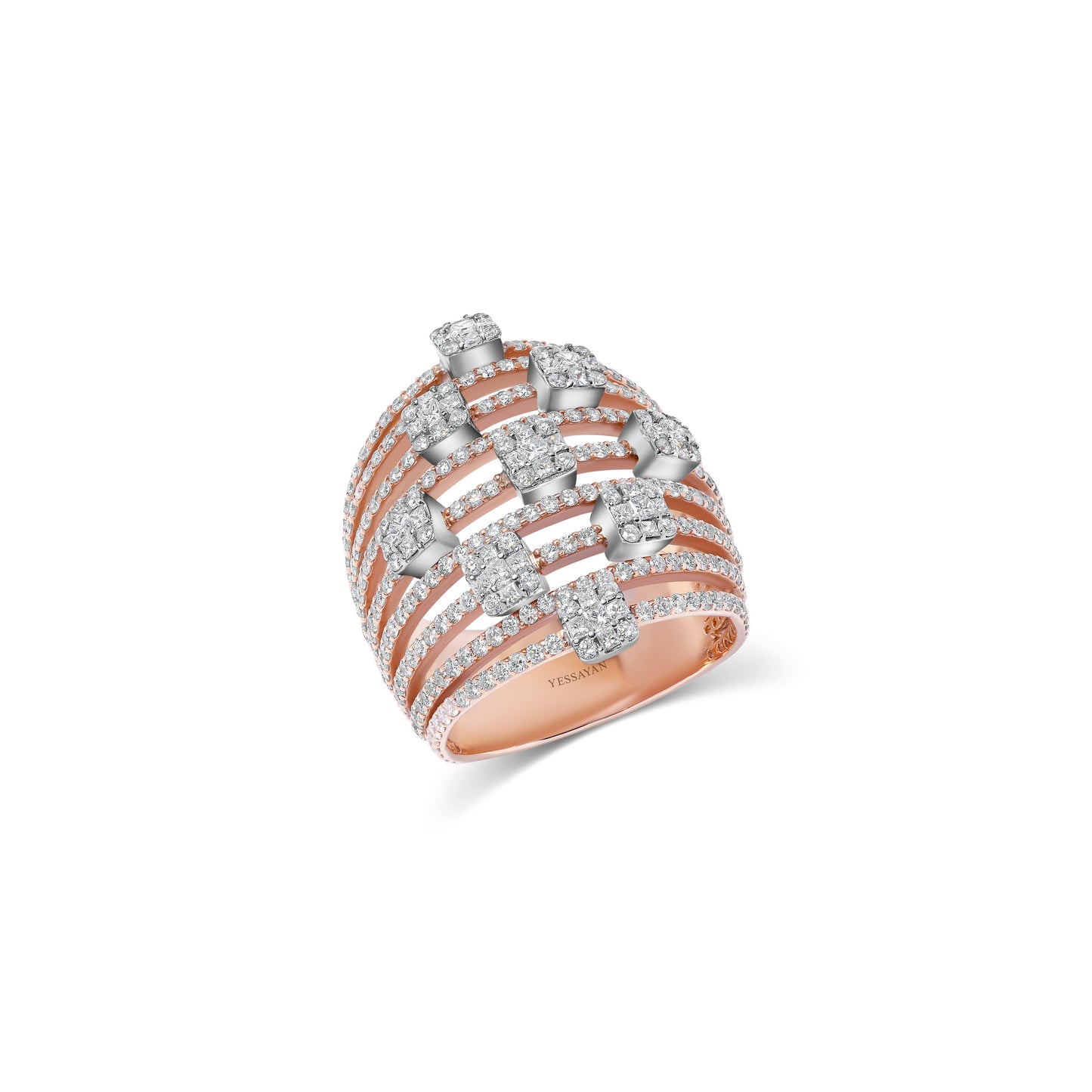Two-tone Multi Band Diamond Ring